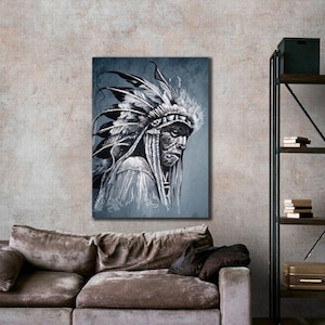American Indian Canvas, Native Indian Poster, American Indian Art, Decor Wall Art Print, Canvas Poster, Ethnic Wall Art, Home Decorations