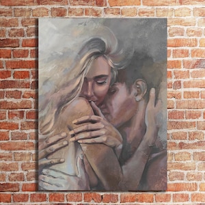 Romantic Couple Canvas Art, Couple Painting, Romantic Wall Art, Couple Canvas Paint, Gift for Couple, Decorative Canvas, Livingroom Decor