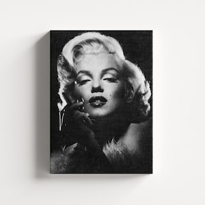 Black and White Marilyn Monroe Canvas Print, Celebrity Wall Art, Celebrity Decor, Marilyn Monroe Gift, Aesthetic Room Decor, Wall Hanging
