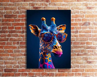 Giraffe Portrait Canvas, Giraffe Wall Art, Giraffe Decor, Animal Wall Art, Giraffe Poster, Cool Animal Decor, Giraffe Canvas Print