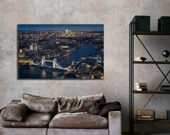 City Canvas Wall Art, Night City Wall Decor, Abstract Canvas Print,  Living Room Canvas, Ready to hang, Free Shipping