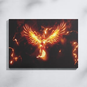 Phoenix Bird Wall Art, Phoenix Bird Poster, Housewarming Gift, Mythological Art, Phoenix Bird Canvas Painting, Home Wall Decoration