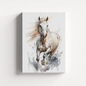 White Horse Wall Art, Horse Wall Hanging, Horse Lover Gift, Living Room Decor, Animal Wall Art, White Horse Print, Horse Room Decor