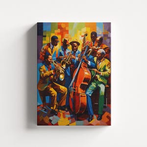 Jazz Band Retro Canvas Print, Music Wall Art, Musician Gifts, Jazz Wall Art, Home Decor Gift, Extra Large Wall Art, Ready to Hang