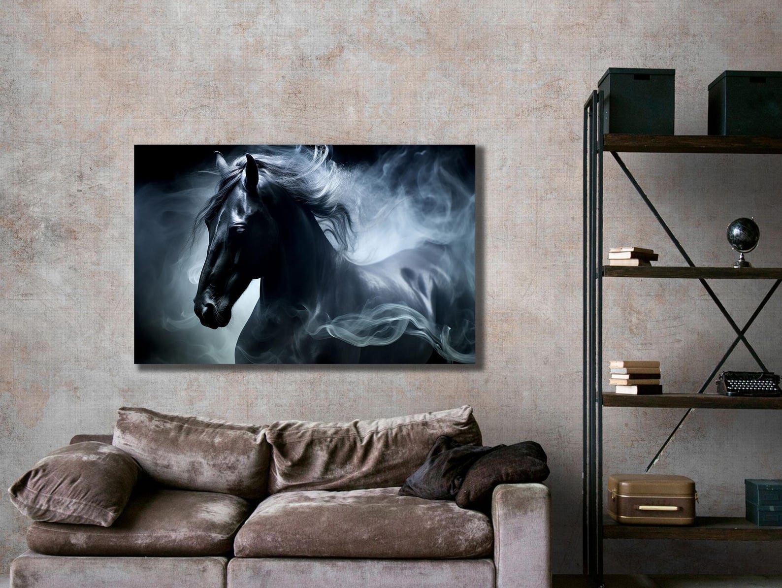 Black Horse Canvas Print, Modern Animal Wall Art - Etsy