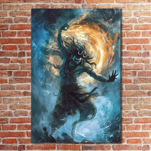Shiva Painting Canvas Art, Hinduism Canvas Hanging, Lord Shiva Wall Art, Yoga Gift, Hindu God Decor, Religious Art Gift, Meditation Wall Art