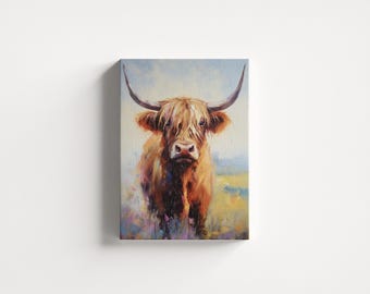Highland Cow Canvas Print, Highland Cow Decor, Canvas Wall Art, Farmhouse Decor, Farmhouse Canvas Print, Scottish Cow Wall Decor