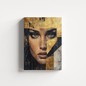 Abstract Face Canvas Print, Face Wall Art, Geometric Wall Decor, Portrait Canvas Art, Entryway Wall Art, Modern Home Decor