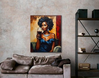 Schwarze Frau Leinwanddruck, Moderne Kunst, Wohnzimmer Wand Dekor
