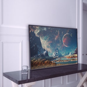 Galactic Theme Canvas Wall Art, Bedroom Decor, Abstract Canvas Print, Living Room Canvas, Ready to hang, Free Shipping, Wall Art Framed
