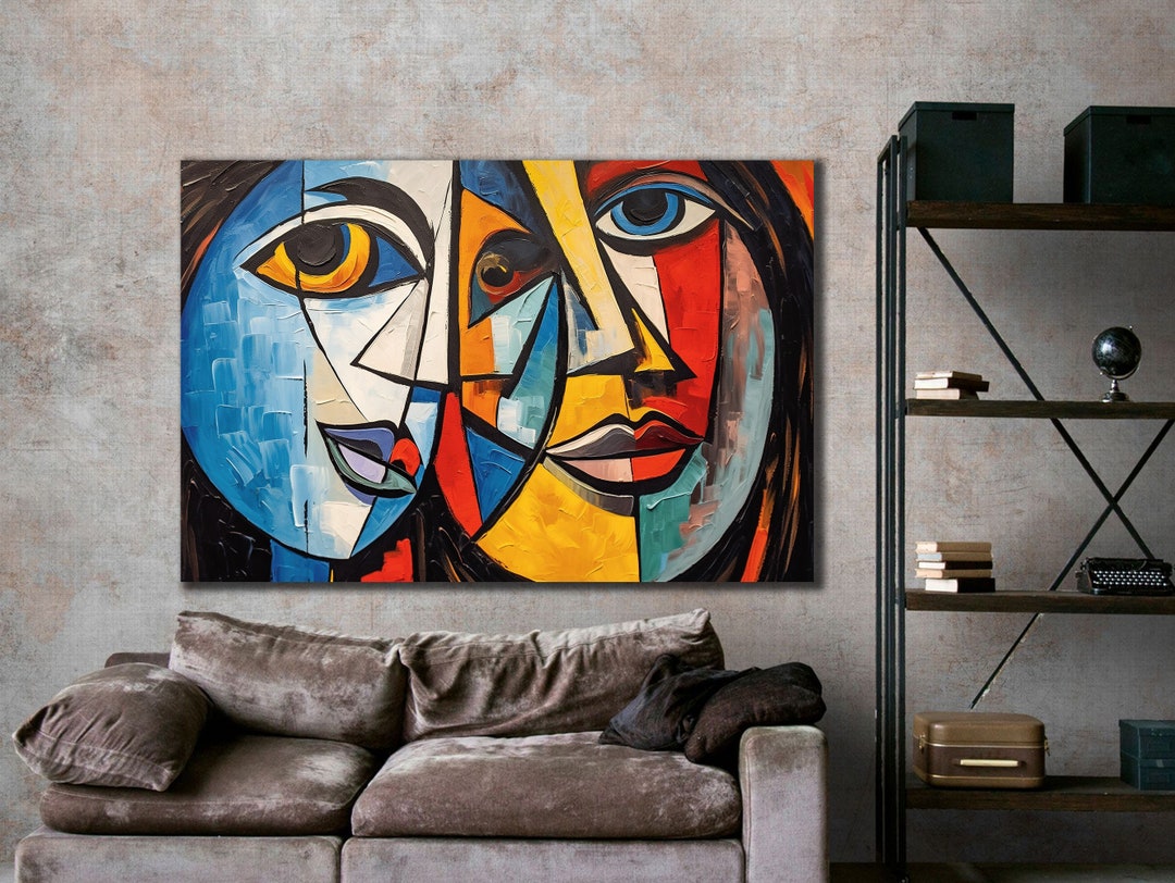 Abstract Faces Canvas Print, Modern Living Room Wall Art - Etsy