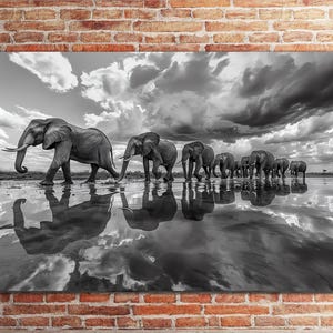 Lienzo de familia de elefantes, póster africano, póster de animales salvajes, impresión en lienzo de elefantes, arte de pared de elefantes, regalo para amantes de los elefantes, arte de elefantes