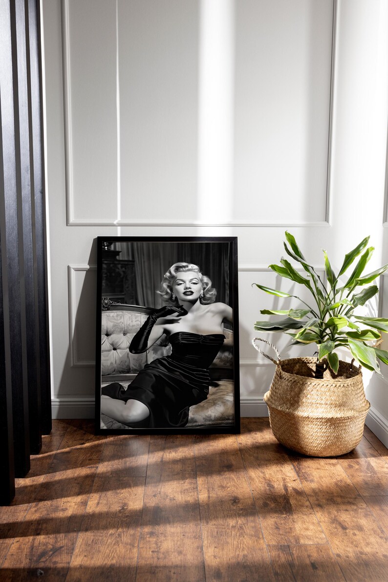 Marilyn Monroe Black and White Canvas Print, Hollywood Decor - Etsy