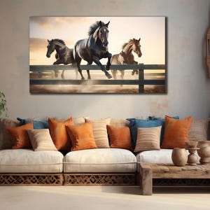 Laufendes Pferd Leinwanddruck, Wildes Pferd Wandkunst