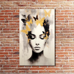 Woman Canvas Print Art, Flower Head Girl Wall Decor, Woman with Flower Head Canvas Art, Wall Hanging, Abstract Art Decor, Canvas Gift