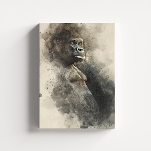 Gorilla Wall Art, Animal Wall Decor, Wall Art Gifts, Animal Art Prints, Colorful Animal Painting, Wildlife Lover Gift, Large Canvas Art