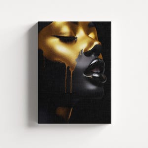 Black and Gold Woman Canvas Art, Elegant Wall Decor