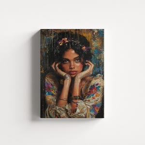 Ethnic Girl Canvas Wall Art, Woman Wall Hangings, Ethnic Home Gift, Girl Wall Decor, Personalized Gift, Woman Portrait, Wall Decor Painting