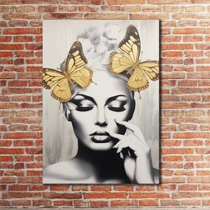 Woman Canvas Print Art, Flower Head Girl Wall Decor, Woman with Flower Head Canvas Art, Wall Hanging, Abstract Art Decor, Canvas Gift