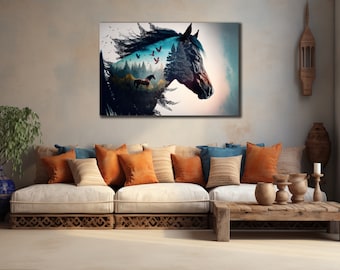 Abstract Horse Canvas Print, Wild Horse Wall Art