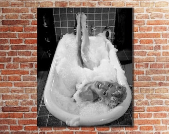 Marilyn Monroe Canvas Print, Black and White Bathroom Wall Art