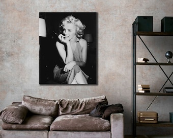 Black and White Marilyn Monroe Canvas Print Art, Marilyn Monroe Poster,  Office Wall Decor, Canvas or Poster , Room Decor Mother&#39;s Day Gift