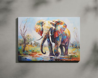 Colorful Elephant Canvas Art, Ready to Hang