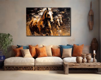 Wild Horse Canvas Print, Colorful Horse Wall Art