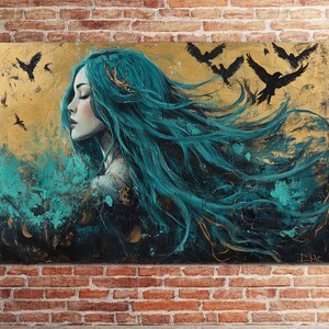 Woman Portrait Canvas Hanging, Artistic Woman Wall art, Home Gift Pictures, Modern Home Decor, Abstract Girl Canvas Art,Fantasy Canvas Print