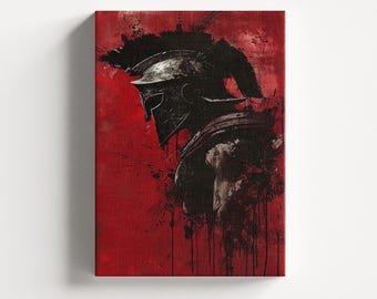 Spartan Warrior Canvas Print, Masculine Home Wall Decor