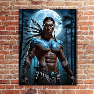 American Indian Warrior Poster, American Indian Art, Home Wall Decoration, Native Indian Poster, Living Room Decor, Home Decor Wall Art