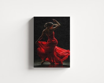 Elegant Ballerina Canvas Print, Modern Dance Studio Wall Art