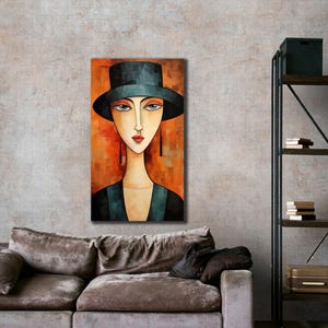 Oil Painting Looking Woman Canvas, Woman Portrait Canvas Wall Art, Woman Canvas Print, Colorful Woman Wall Art, Home Decor, Ready to Hang