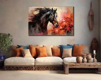 Lienzo decorativo de caballo colorido para pared, decoración para sala de estar
