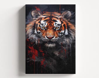 Tiger Canvas Print, Abstract Animal Wall Art, Ready to Hang
