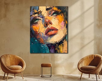 Boho Girl Canvas Print, Colorful Woman Portrait, Wall Art