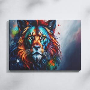 Graffiti Lion Canvas Wall Art, Lion Wall Poster, Decorative Wall Art, Lion Wall Decor, Housewarming Gift, Lion Print, Wild Animal Decor