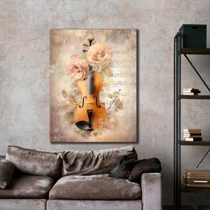 Violin Canvas Wall Art, Gift for The Music Lover, Violin Canvas Art, Office Decor, Music Teacher Gift Idea, Ready to Hang