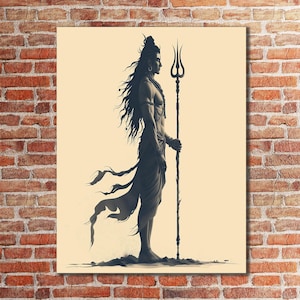 Indian God Shiva Canvas, Hinduism Canvas Hanging, Lord Shiva Wall Art, Yoga Gift, Hindu God Decor, Religious Art Gift, Zen Wall Decor