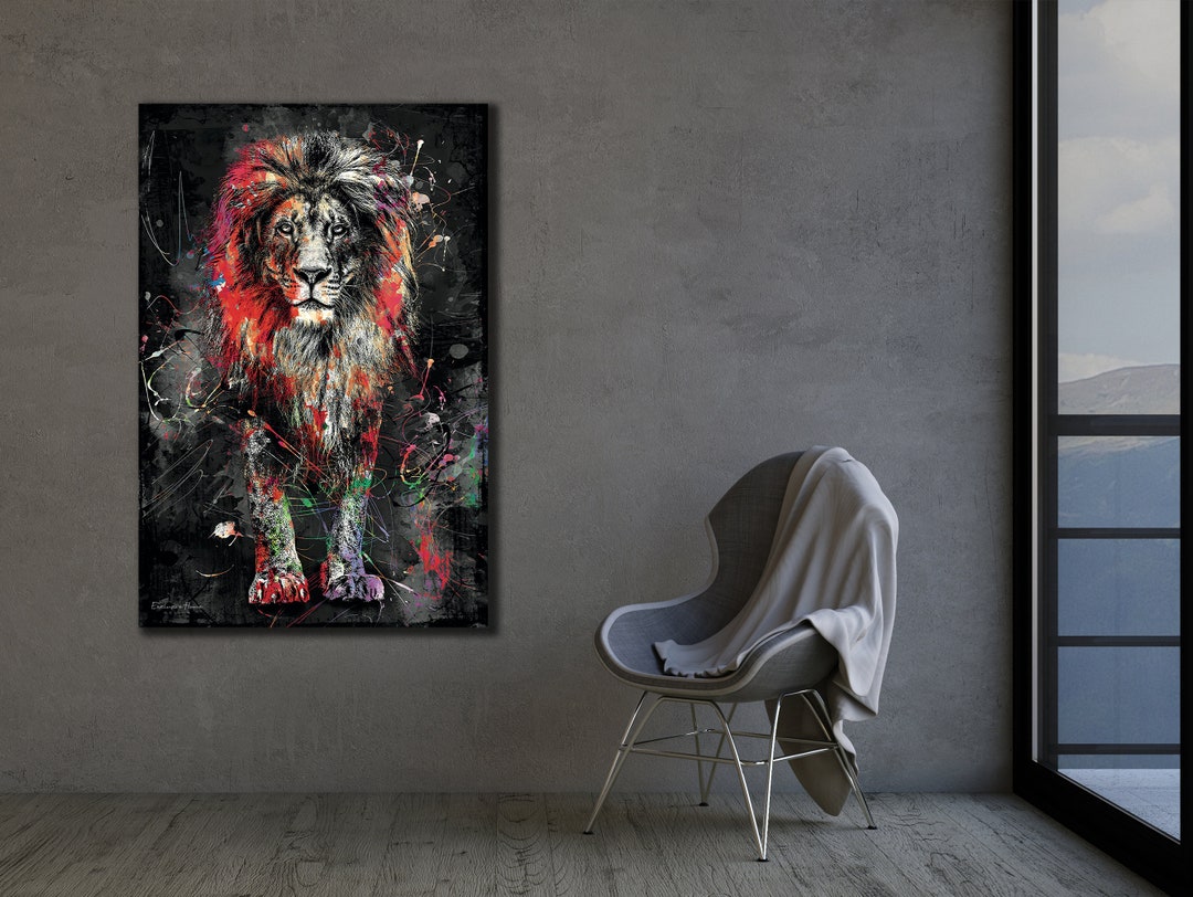 Majestic Lion Abstract Painting ,print King of the Jungle Canvas Wall ...