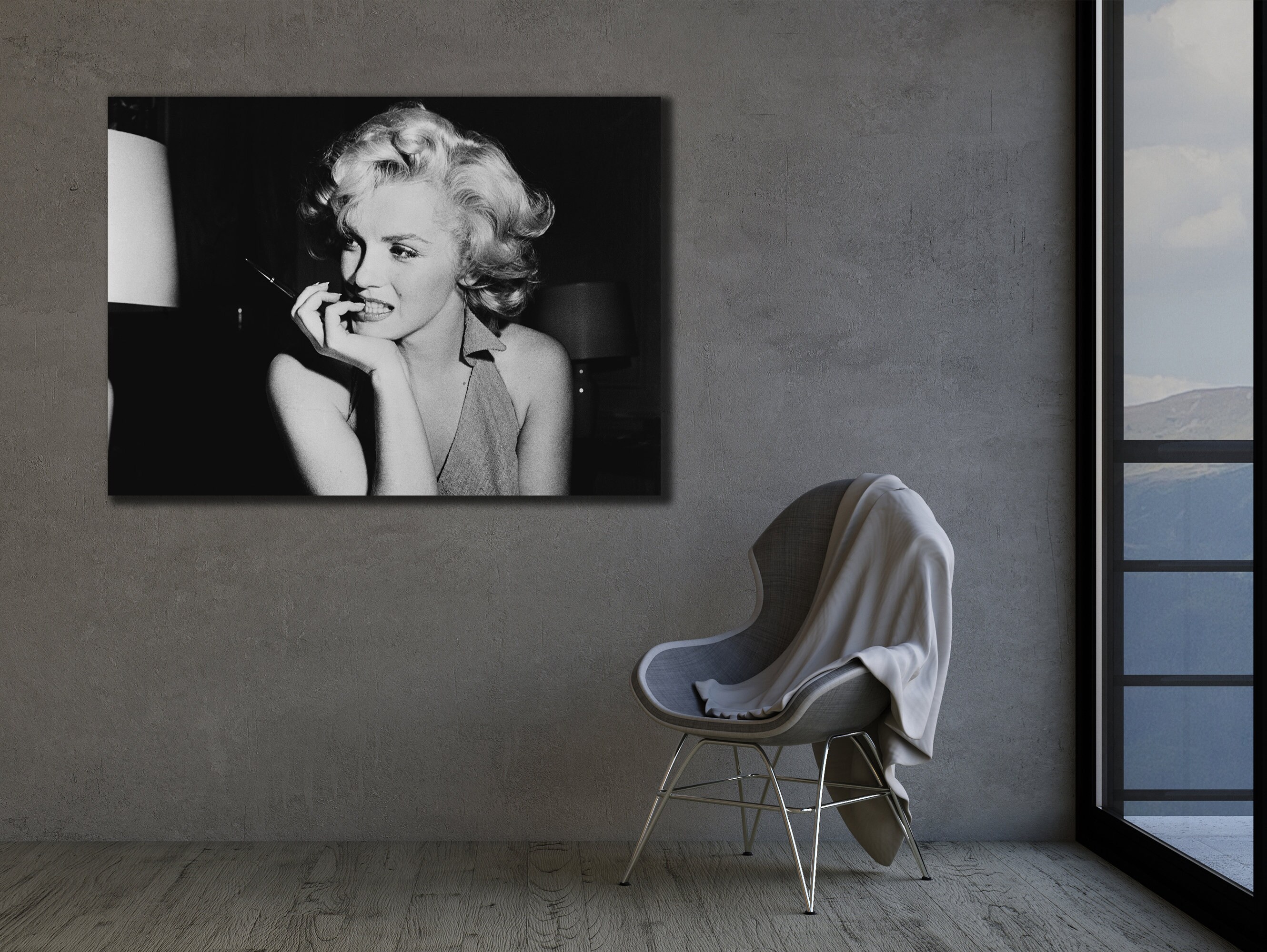 Black and White Marilyn Monroe Canvas Print, Modern Wall Decor - Etsy