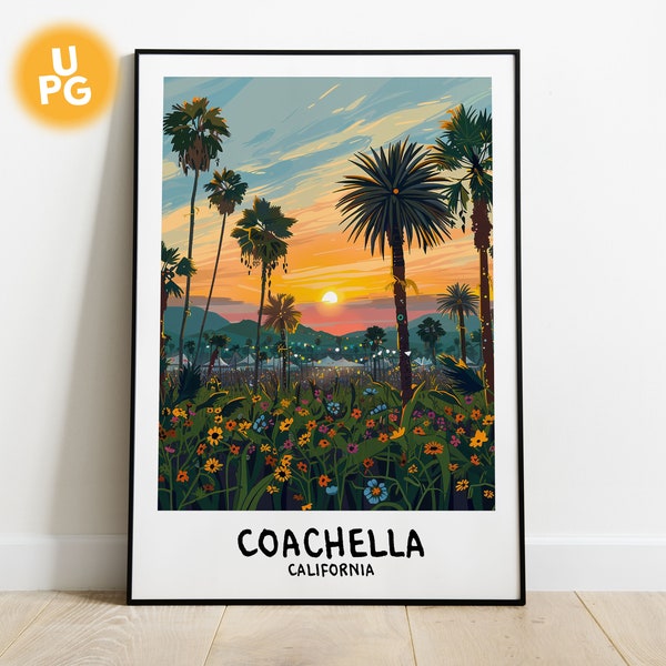 Illustration de Coachella-California, poster Coachella, cadeau Coachella, affiche Coachella, impression Coachella, cadeau d'anniversaire.