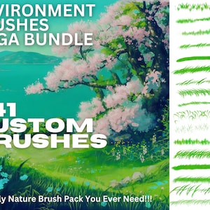 341 Photoshop Brushes for Environment Art – Grass, Trees, Flowers, Nature, Landscape, Background Painting & Digital Illustration