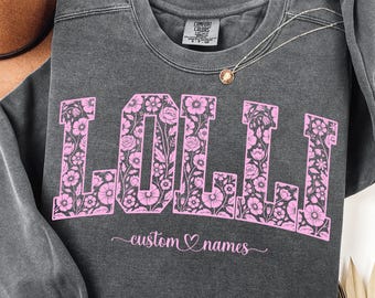 Floral Lolli SVG PNG, Custom Grandma Name Design, Mother’s Day Gift (Digital Download)