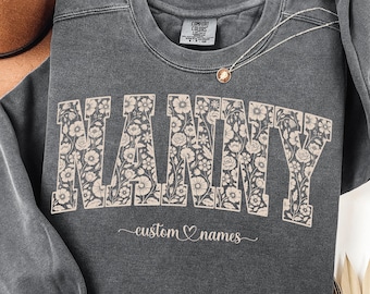 Custom Nanny SVG PNG Floral Name Design Personalized Shirt Sublimation Gift (Digital)