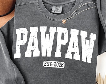 PawPaw Est 2026 Svg, New Grandpa Png, College Style Distressed Sublimation (Digital Download)