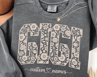 Custom Gigi SVG PNG Floral Grandma Name Design Personalized Shirt Cricut Sublimation Gift(Digital)