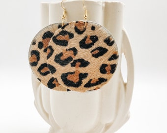 Medium Leopard Print Disc Earrings