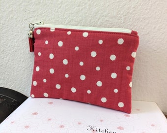 Mini Coin Purse (One outer pocket for cards), Small Zipper Pouch, Small Wallet, Card Holder - Padded Zipper Pouch Dot