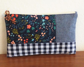 Patchwork Cotton Zippered Pouch/Pencil Case/Makeup Bag/Travel Organizer